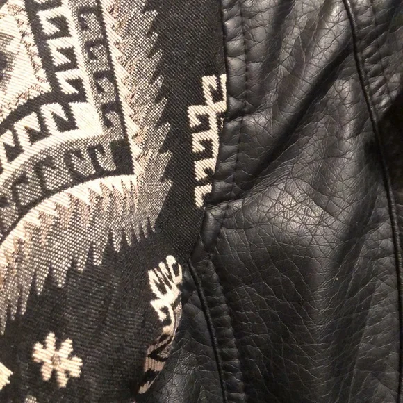 New Look faux leather & tapestry coat. Size M. (Runs small) - Picture 2 of 5